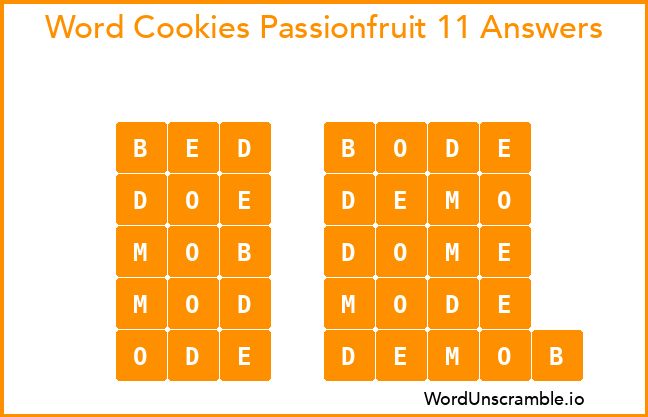 Word Cookies Passionfruit 11 Answers