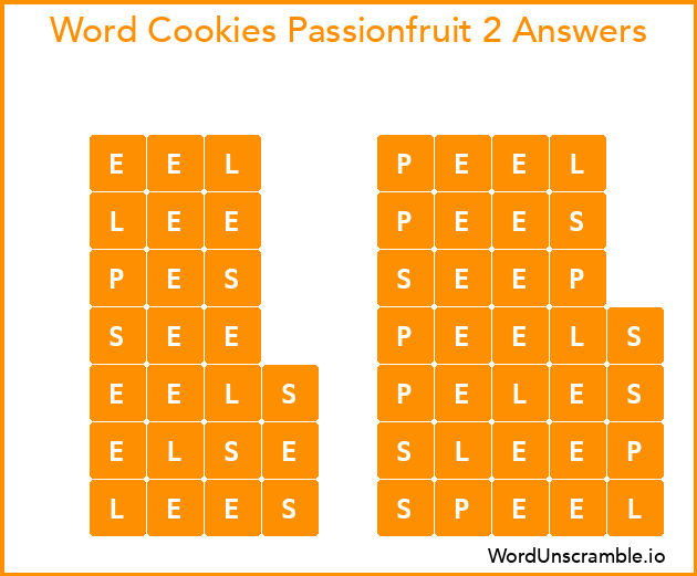 Word Cookies Passionfruit 2 Answers