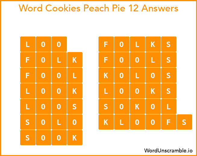 Word Cookies Peach Pie 12 Answers