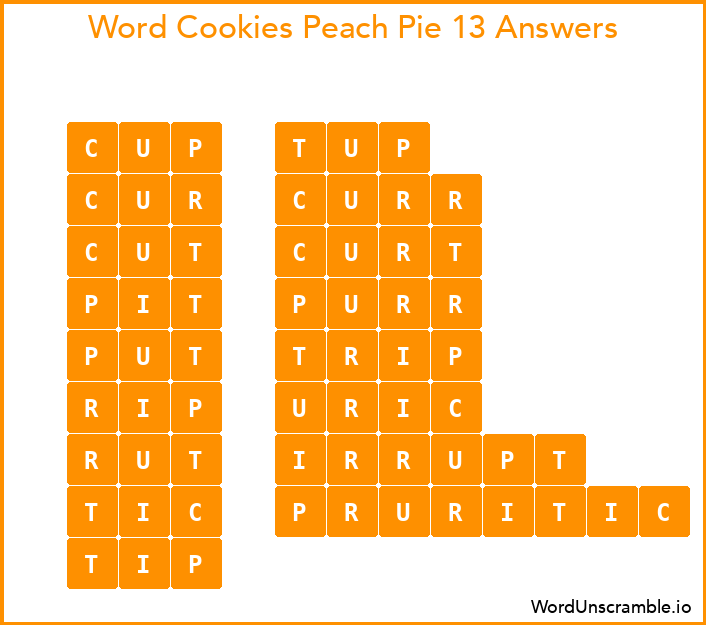 Word Cookies Peach Pie 13 Answers