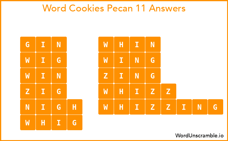Word Cookies Pecan 11 Answers