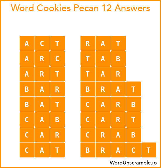 Word Cookies Pecan 12 Answers