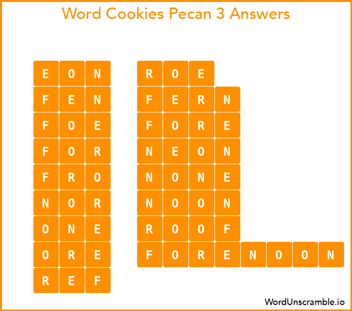 Word Cookies Pecan 3 Answers