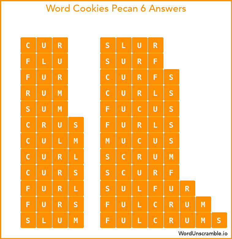 Word Cookies Pecan 6 Answers