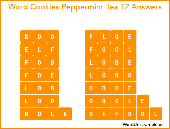 Word Cookies Peppermint Tea 12 Answers