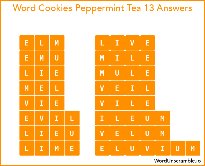 Word Cookies Peppermint Tea 13 Answers