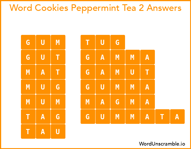Word Cookies Peppermint Tea 2 Answers