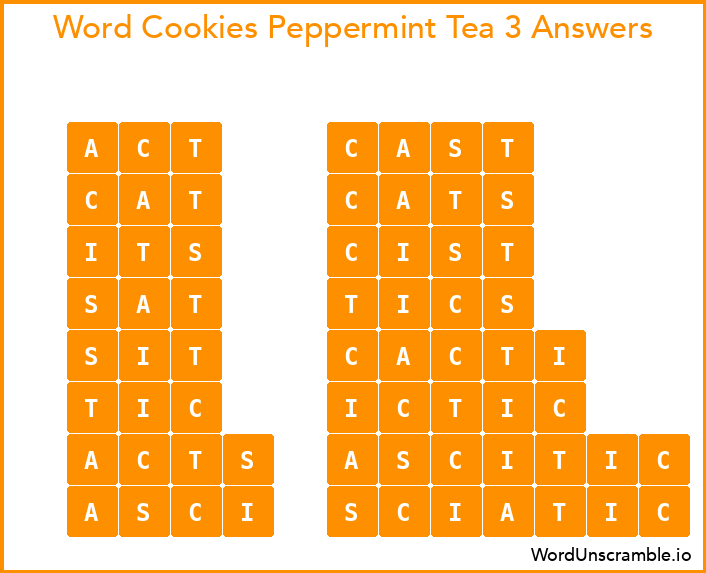 Word Cookies Peppermint Tea 3 Answers