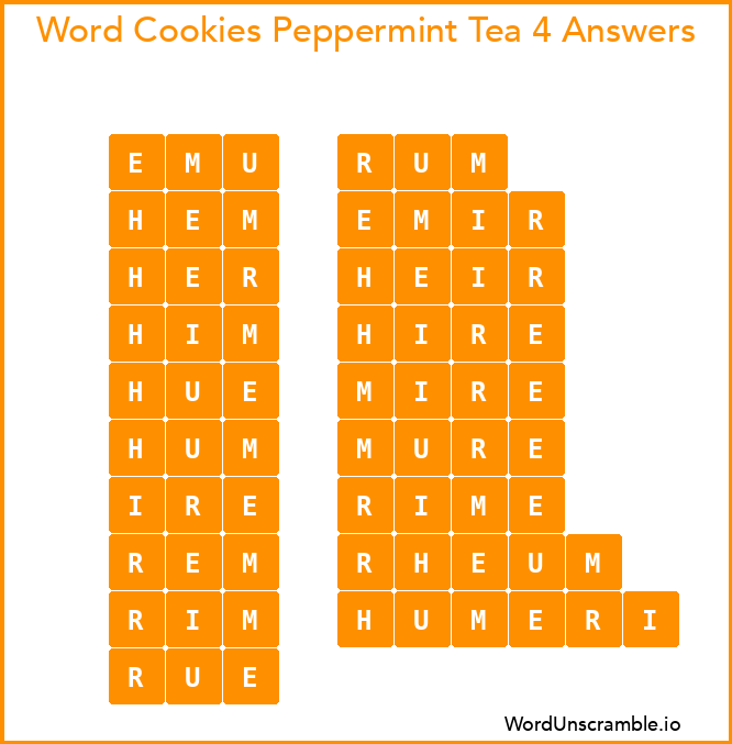 Word Cookies Peppermint Tea 4 Answers
