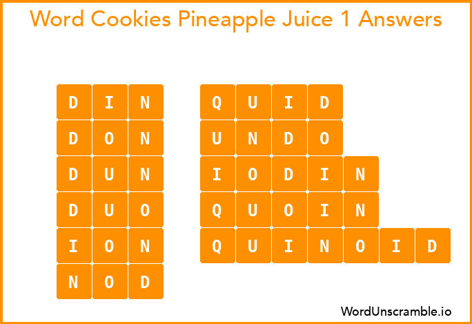 Word Cookies Pineapple Juice 1 Answers
