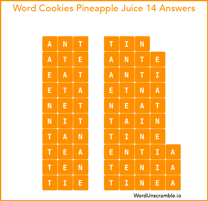 Word Cookies Pineapple Juice 14 Answers