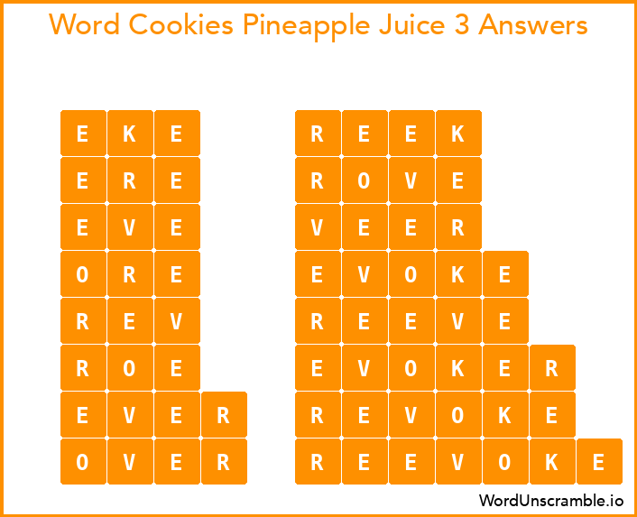 Word Cookies Pineapple Juice 3 Answers