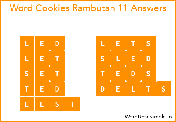 Word Cookies Rambutan 11 Answers