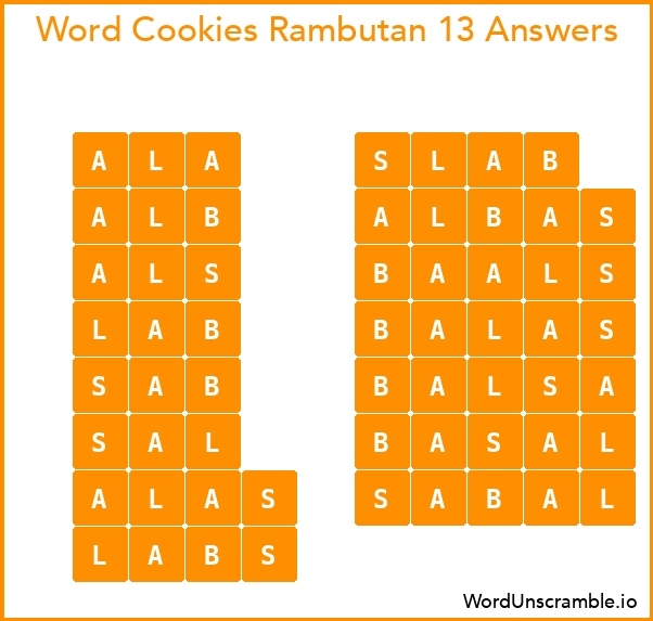 Word Cookies Rambutan 13 Answers