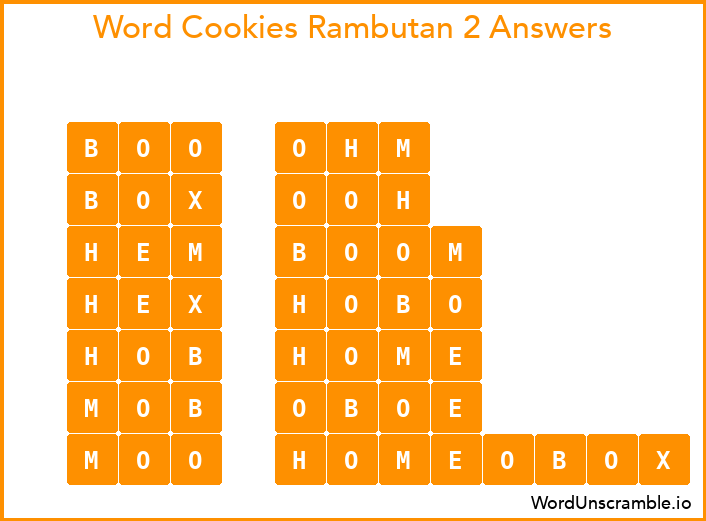 Word Cookies Rambutan 2 Answers