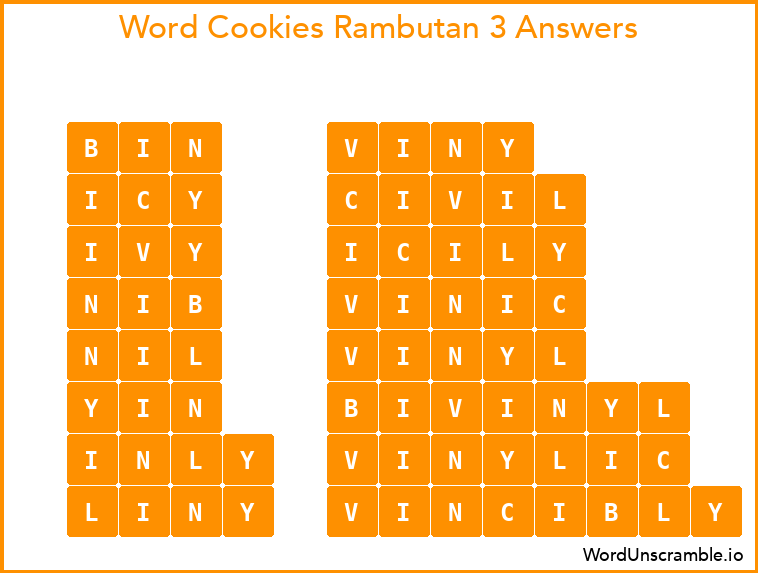 Word Cookies Rambutan 3 Answers