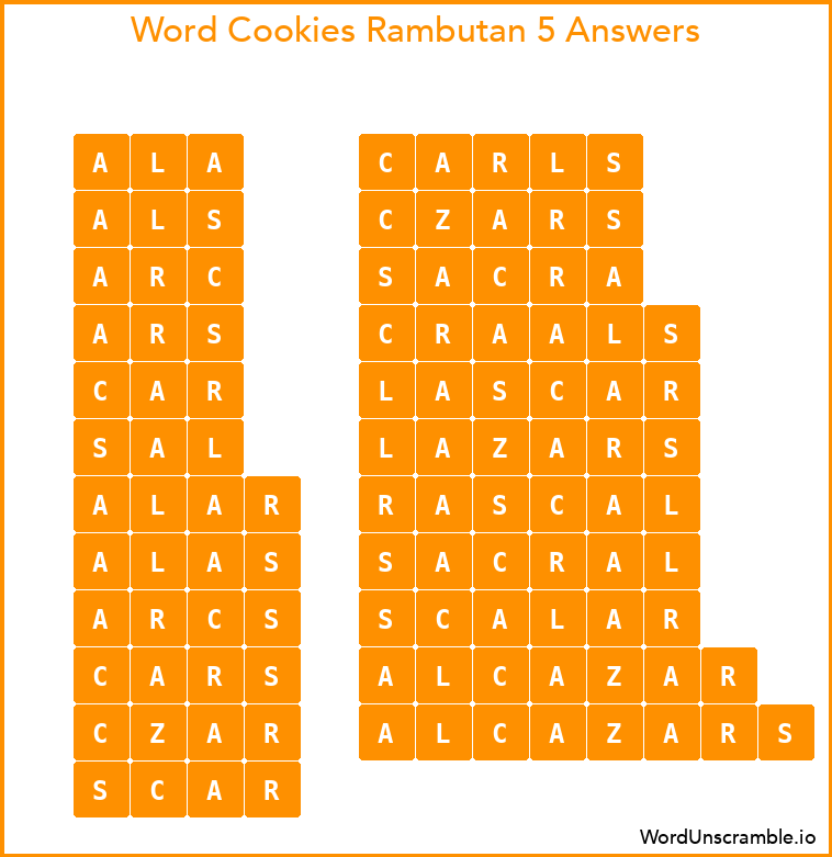 Word Cookies Rambutan 5 Answers