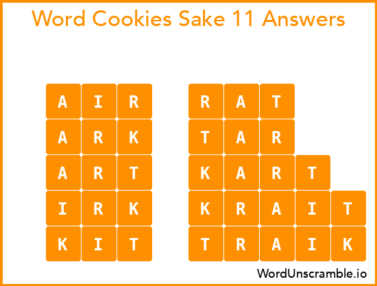 Word Cookies Sake 11 Answers