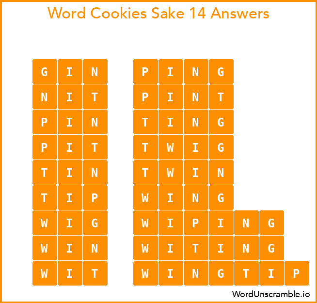 Word Cookies Sake 14 Answers