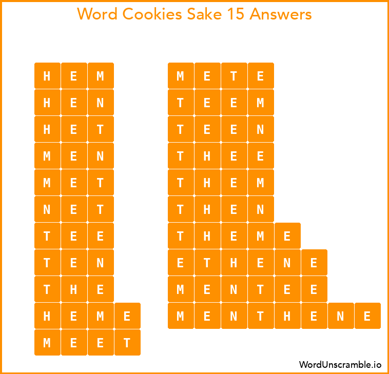 Word Cookies Sake 15 Answers