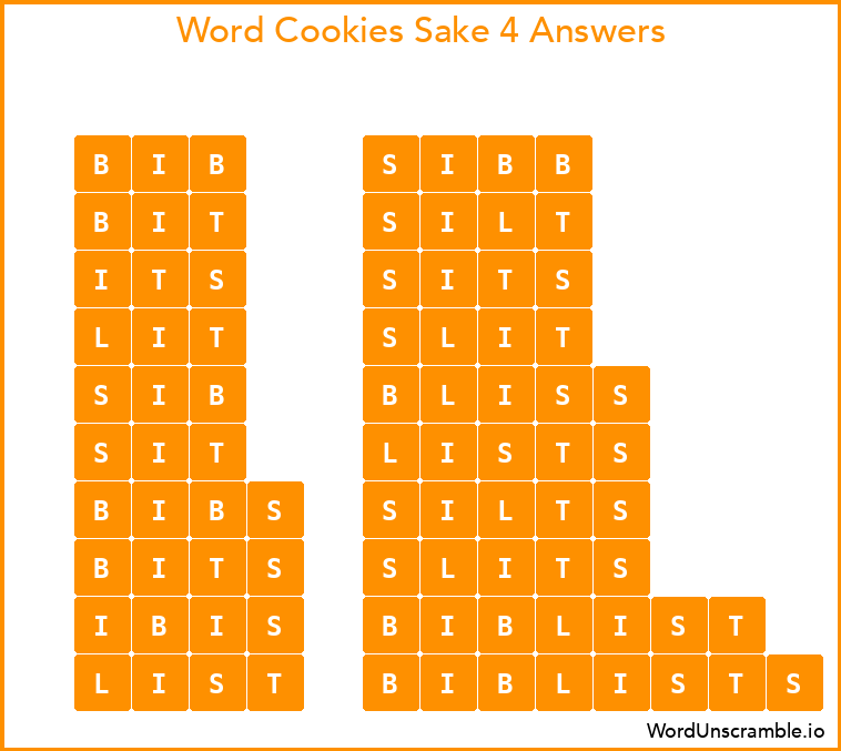 Word Cookies Sake 4 Answers