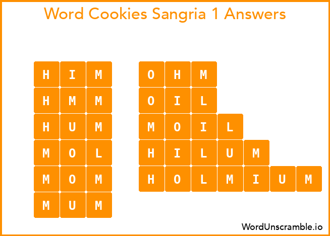 Word Cookies Sangria 1 Answers