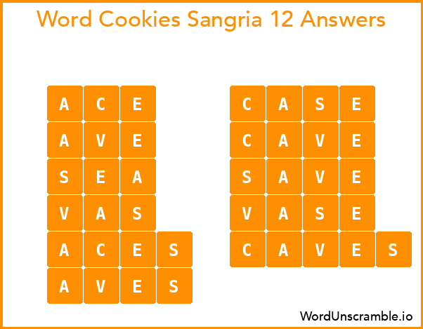 Word Cookies Sangria 12 Answers