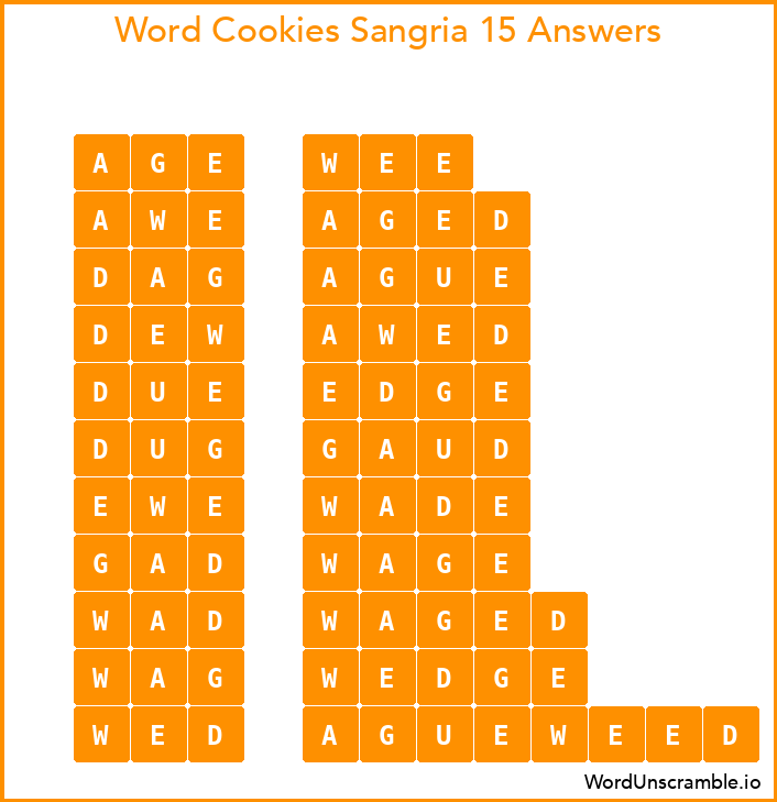 Word Cookies Sangria 15 Answers