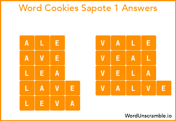 Word Cookies Sapote 1 Answers