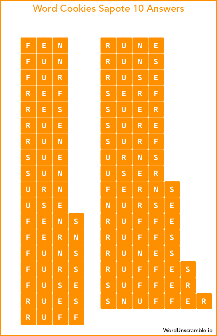 Word Cookies Sapote 10 Answers
