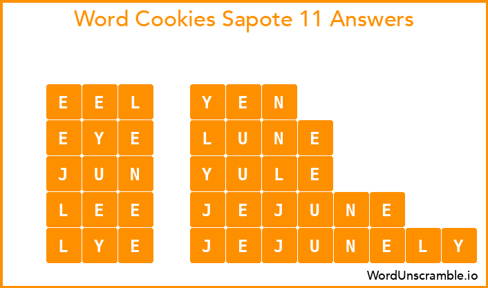 Word Cookies Sapote 11 Answers