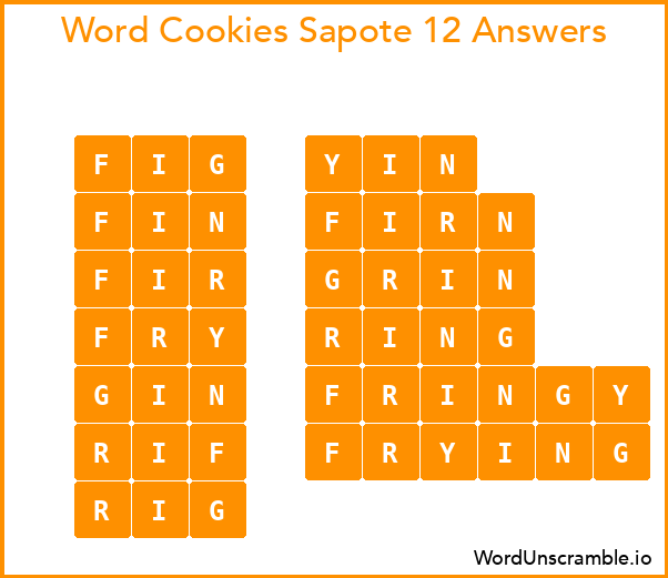 Word Cookies Sapote 12 Answers