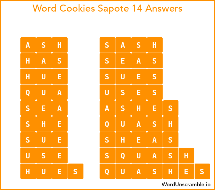 Word Cookies Sapote 14 Answers