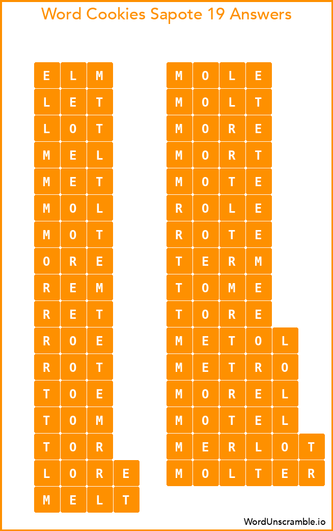 Word Cookies Sapote 19 Answers