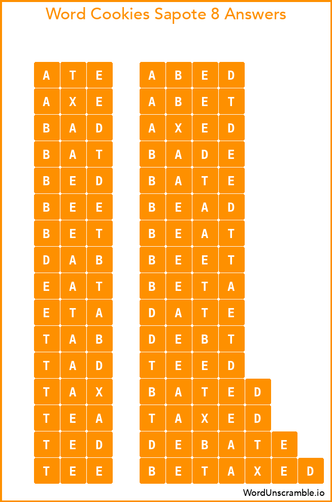 Word Cookies Sapote 8 Answers