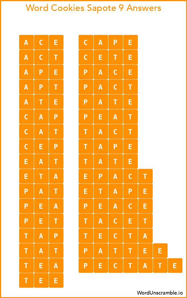 Word Cookies Sapote 9 Answers