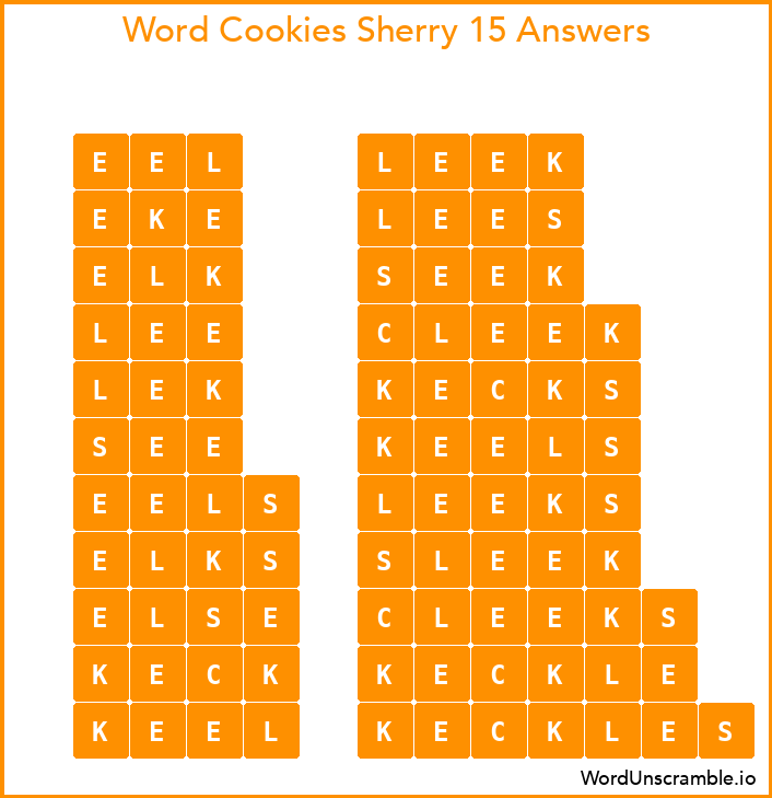 Word Cookies Sherry 15 Answers