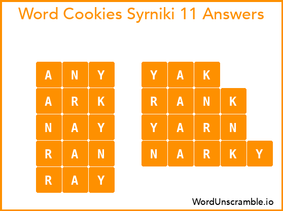 Word Cookies Syrniki 11 Answers