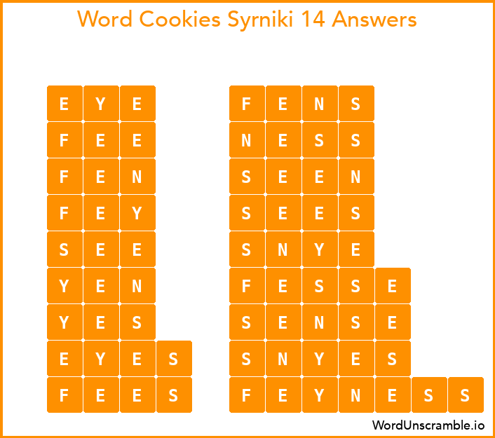 Word Cookies Syrniki 14 Answers