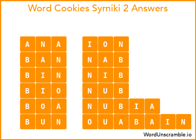 Word Cookies Syrniki 2 Answers