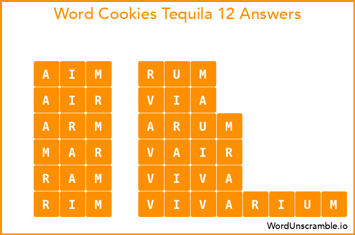 Word Cookies Tequila 12 Answers