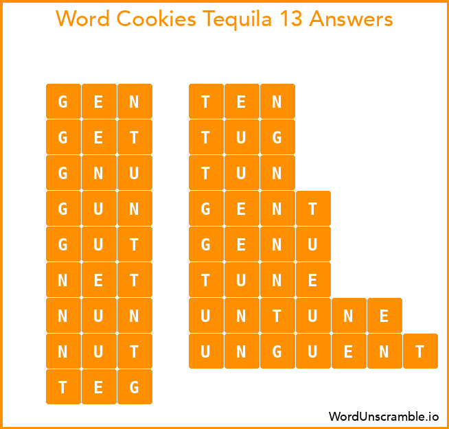 Word Cookies Tequila 13 Answers