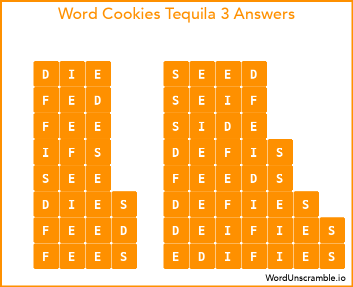 Word Cookies Tequila 3 Answers