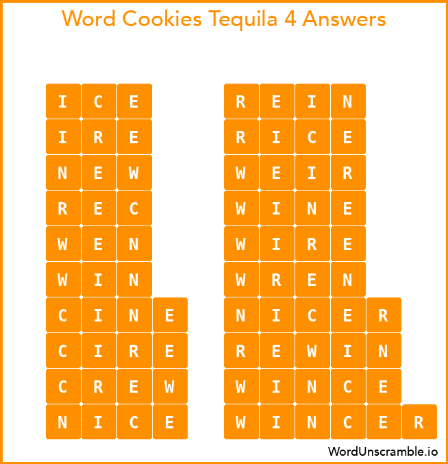 Word Cookies Tequila 4 Answers