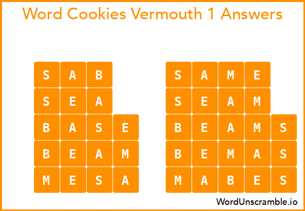 Word Cookies Vermouth 1 Answers