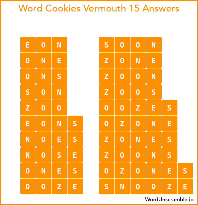 Word Cookies Vermouth 15 Answers