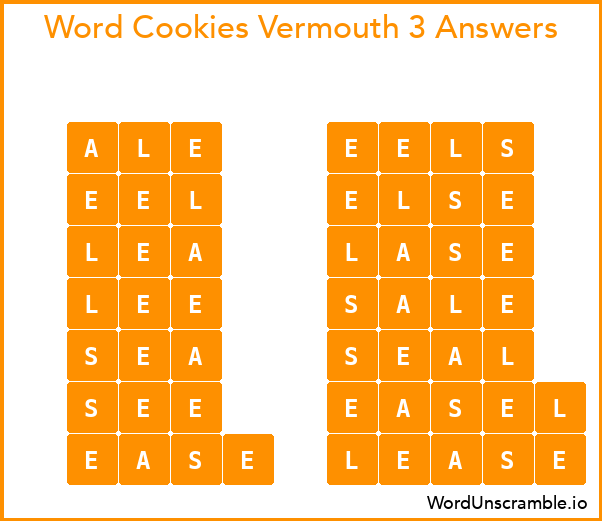 Word Cookies Vermouth 3 Answers