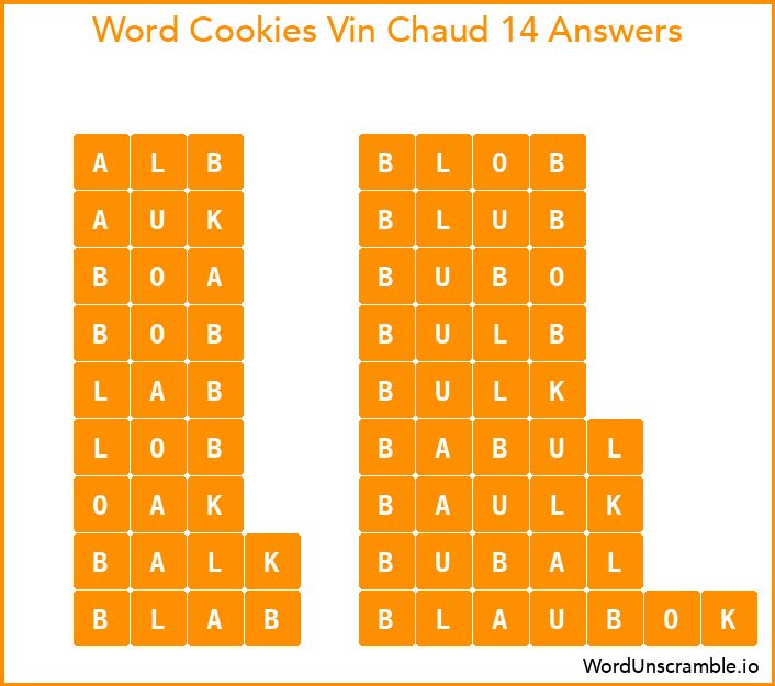 Word Cookies Vin Chaud 14 Answers