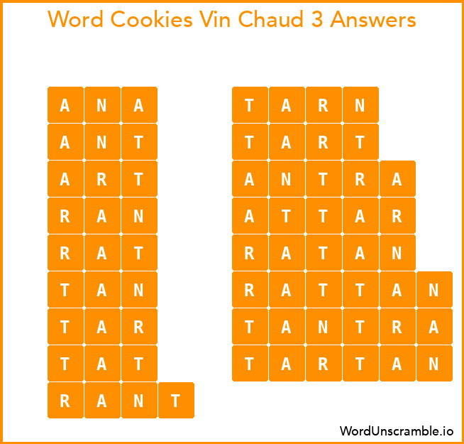 Word Cookies Vin Chaud 3 Answers