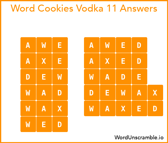 Word Cookies Vodka 11 Answers